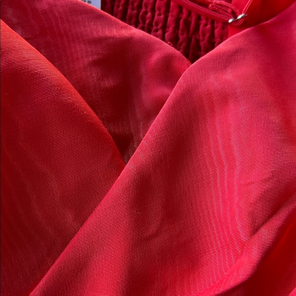 Future Collective Red Shantung  Spaghetti Strap Statement Pink Bow Mini Dress - Picture 8 of 11